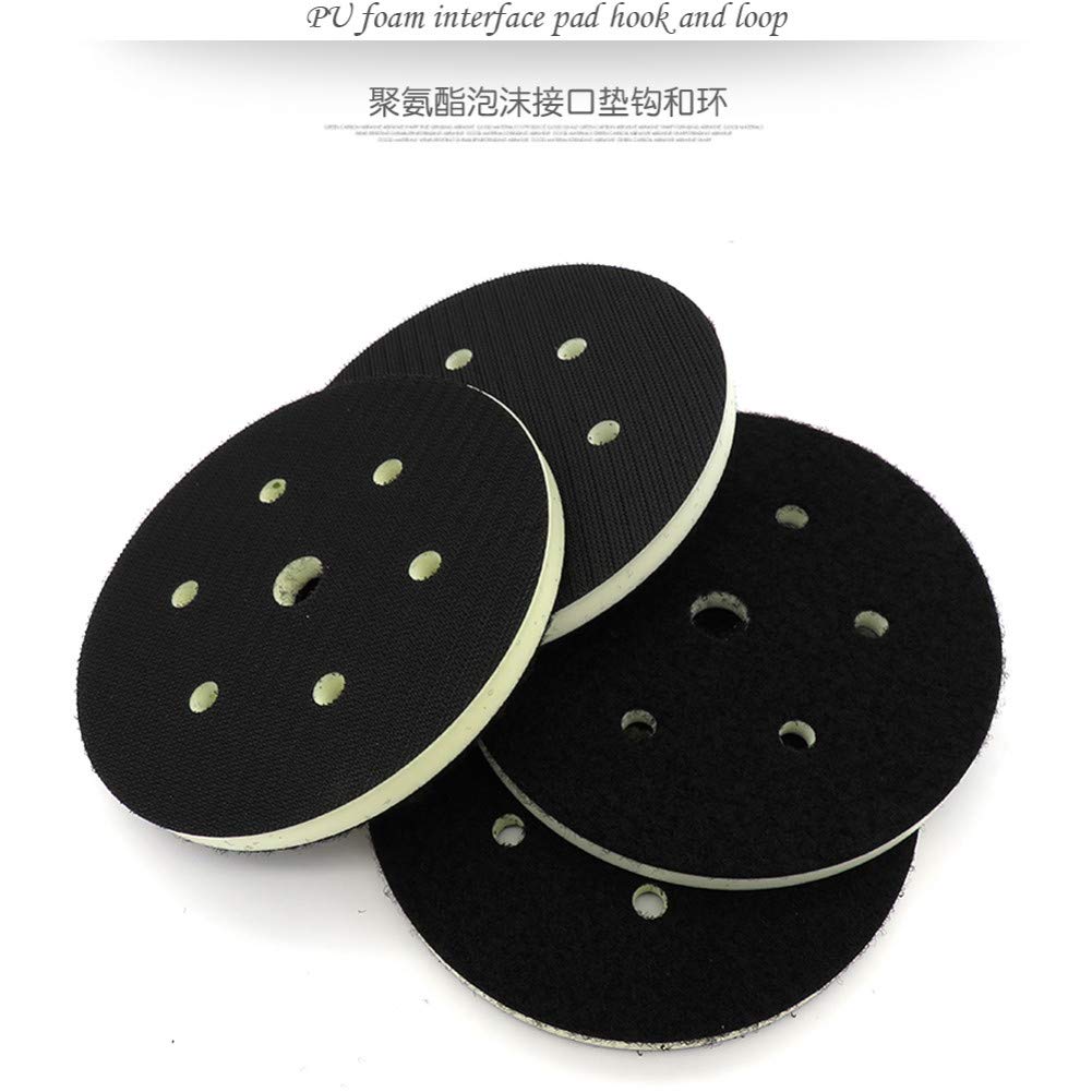 5PCS Almohadilla de interfaz de espuma de PU 6"150MM 7 orificios Densidad media Gancho y bucle Lijadora Almohadilla de respaldo Almohadilla de pulido Herramientas eléctricas Piezas