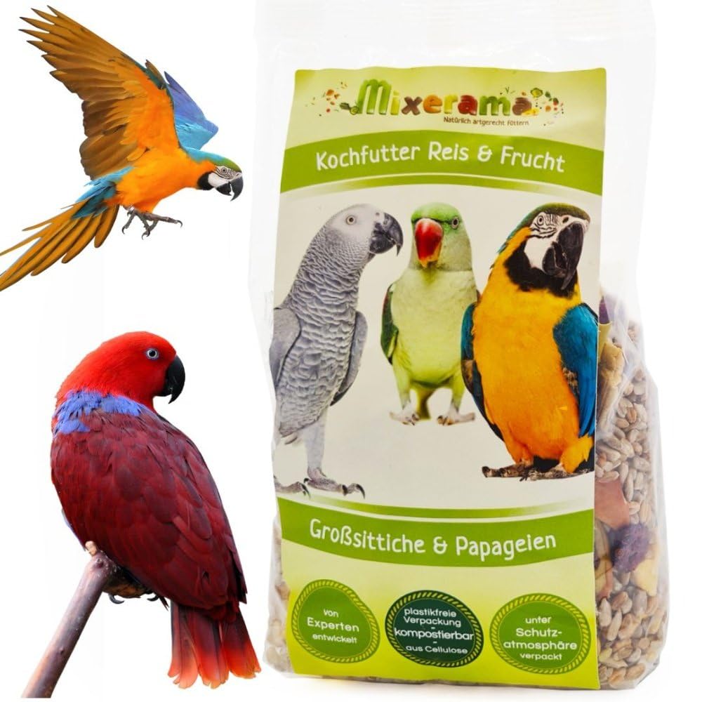 Mangime Per Pappagalli Riso E Frutta - 500g, Per Ara, Cacatua, Pappagalli Nobili E Grigi