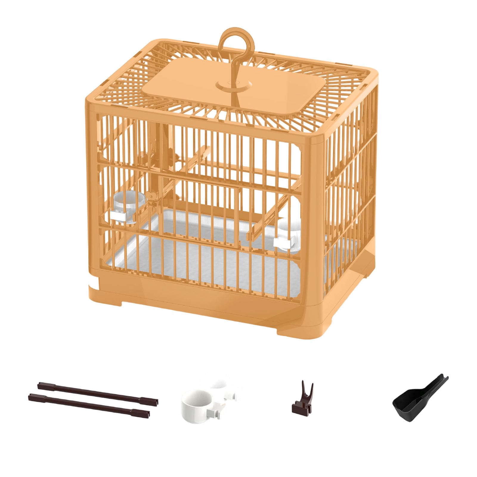 Cage à oiseaux de voyage pour petit oiseau avec mangeoire et perche amovible