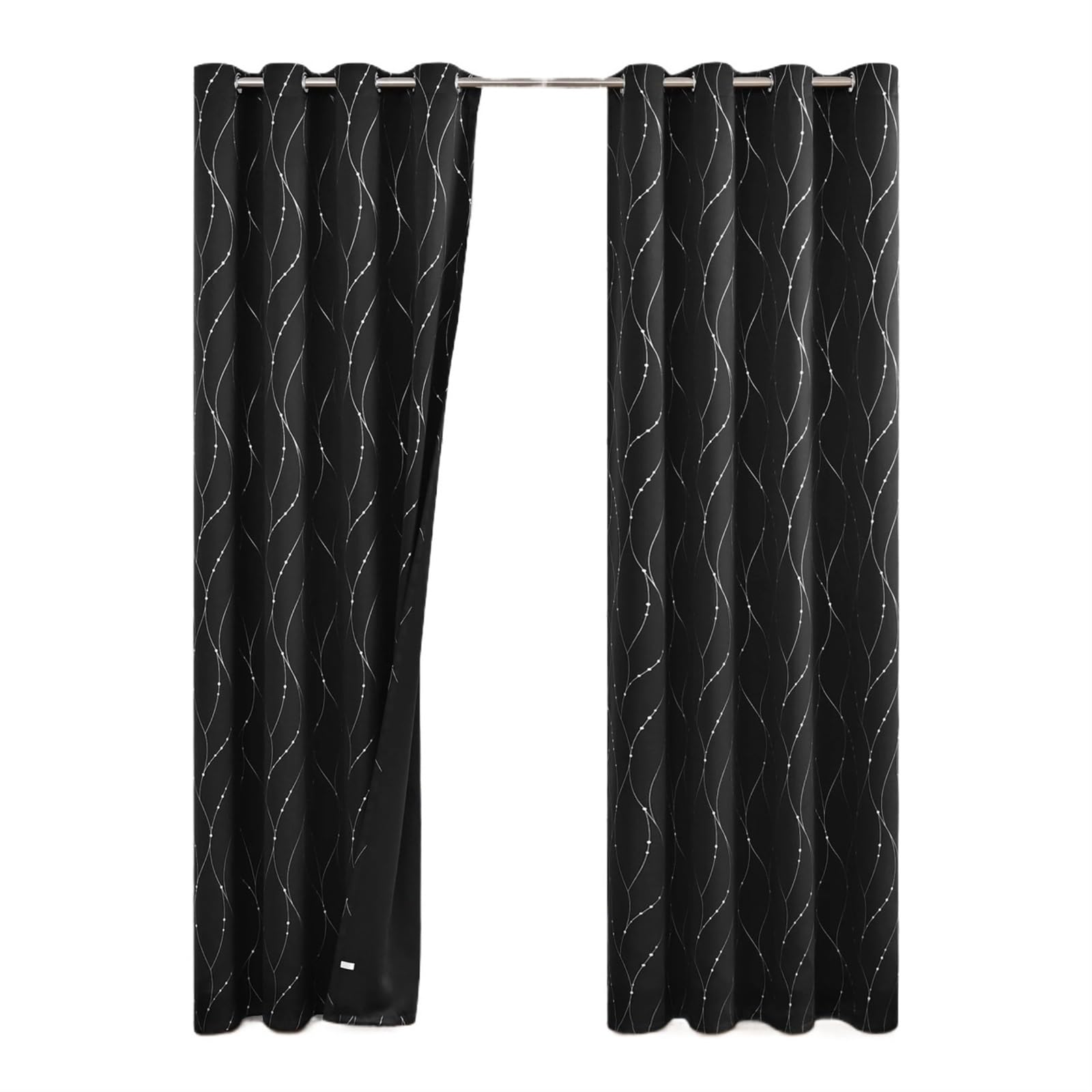 YDYAENIO blackout curtains Blackout Curtain for Bedroom Windows Thermal Insulated (52W X 84L Inch, Black Meteor, 1 Panel) for Bedroom Living Room Kitchen Window