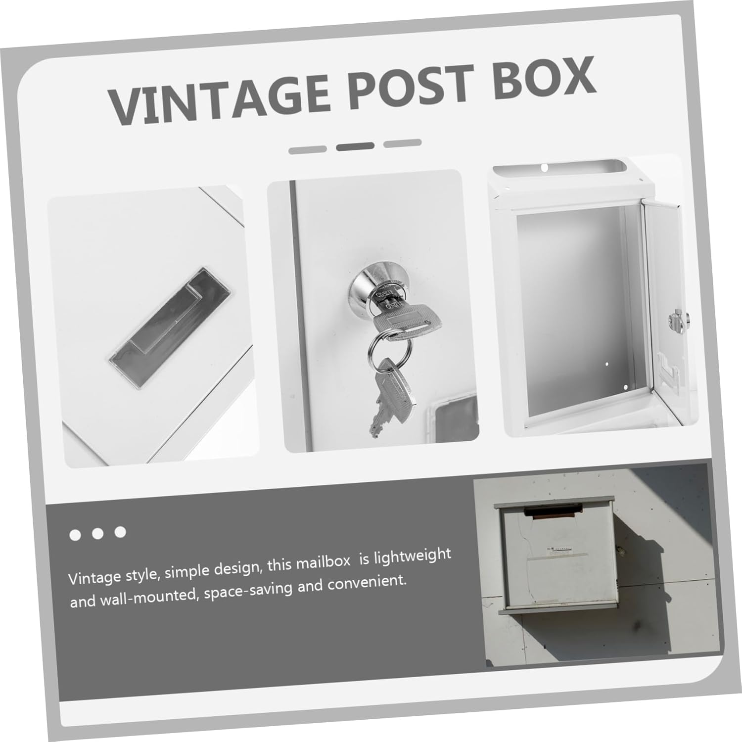 Classic Wall Mounted Vintage Mailbox Lockable Iron Post Box for Outdoor Use Retro Style Design for Home Office Garden Decoration Durable and Weather Resistant Secure