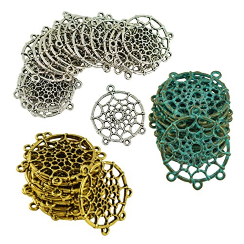 MonkeyJack 60 Pieces Vintage Indian Dream Catcher Charms Pendants Connectors DIY Jewelry Finding Multicolor