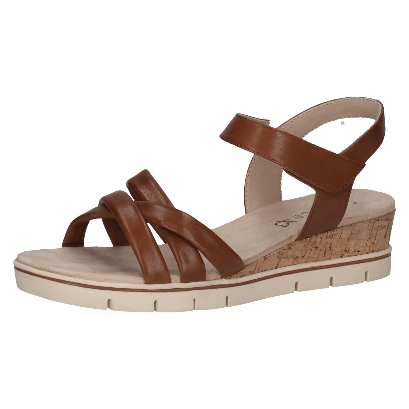 CAPRICE Women Sandals Heeled Leather with Footbed, Brown (Cognac Nappa), 6.5 UK