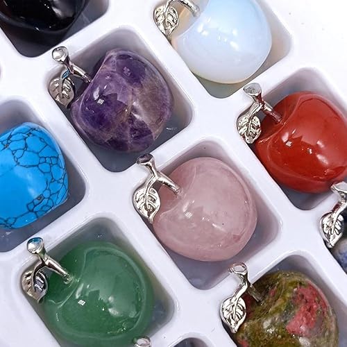 Miniatura 4 de Estatua de manzana de cristal de cuarzo, decoración de escritorio de Navidad, figura coleccionable de Feng Shui, adorno de piedras curativas para