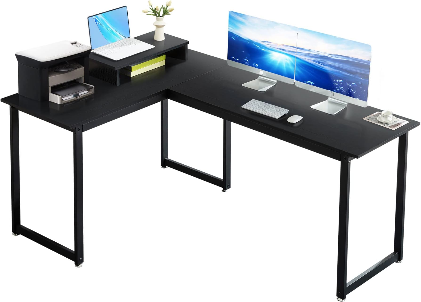 DOSLEEPS L Shaped Desk, Computer Corner Desk,Gaming Desk with Large Monitor Stand, Writing Desk Home Office Workstation for Sturdy