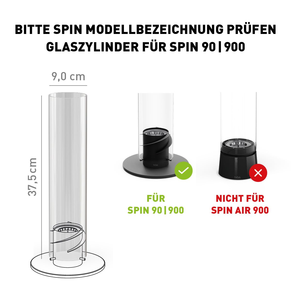 höfats - SPIN 120 | 1200 vervangend glas - reserveonderdeel voor SPIN 120 en SPIN 1200 tafelvuur, fakkel, hangvuur, tafelhaard - glazen cilinder van hittebestendig borosilicaatglas - 12 cm, hoogte