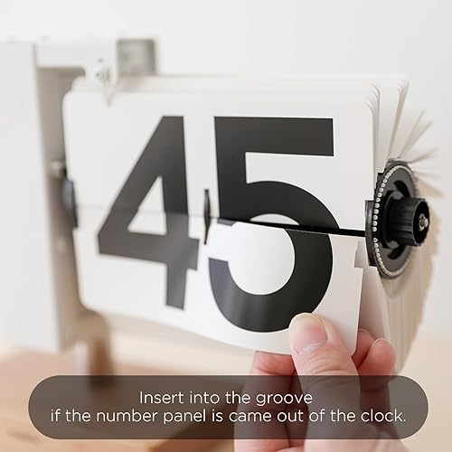 Miniatura 5 de mooas Reloj de escritorio clásico y moderno de madera con tapa grande (negro), diseño analógico retro vintage, reloj de mesa automático con tapa de