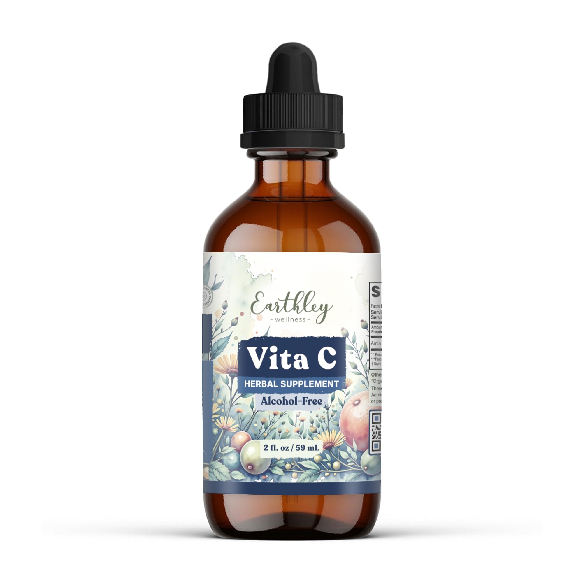 Earthley Wellness Vita-C, A Natural Source of Vitamin C, Whole Food Form of Vitamin C, Extracted from Amla Berries, Orange Peel, and Dandelion Leaf (2oz)