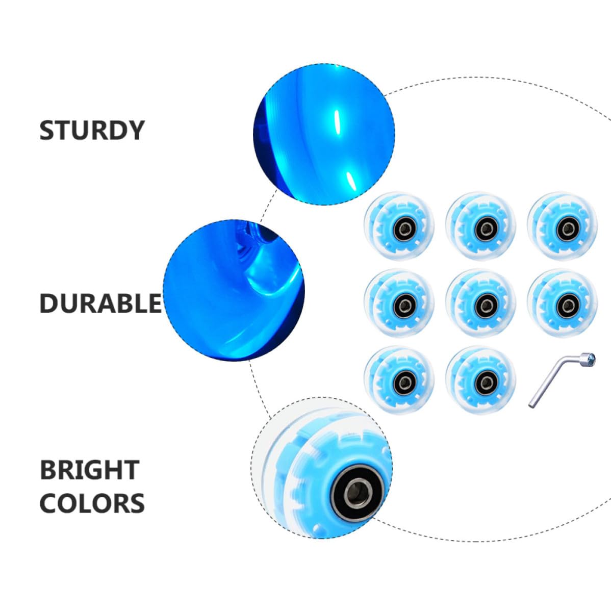 HANABASS Ruedas Luminosas Azules para Patines de Ruedas Dobles Pu Resistente y Extra Agarre, Ideales para Superficies Exteriores y Calles