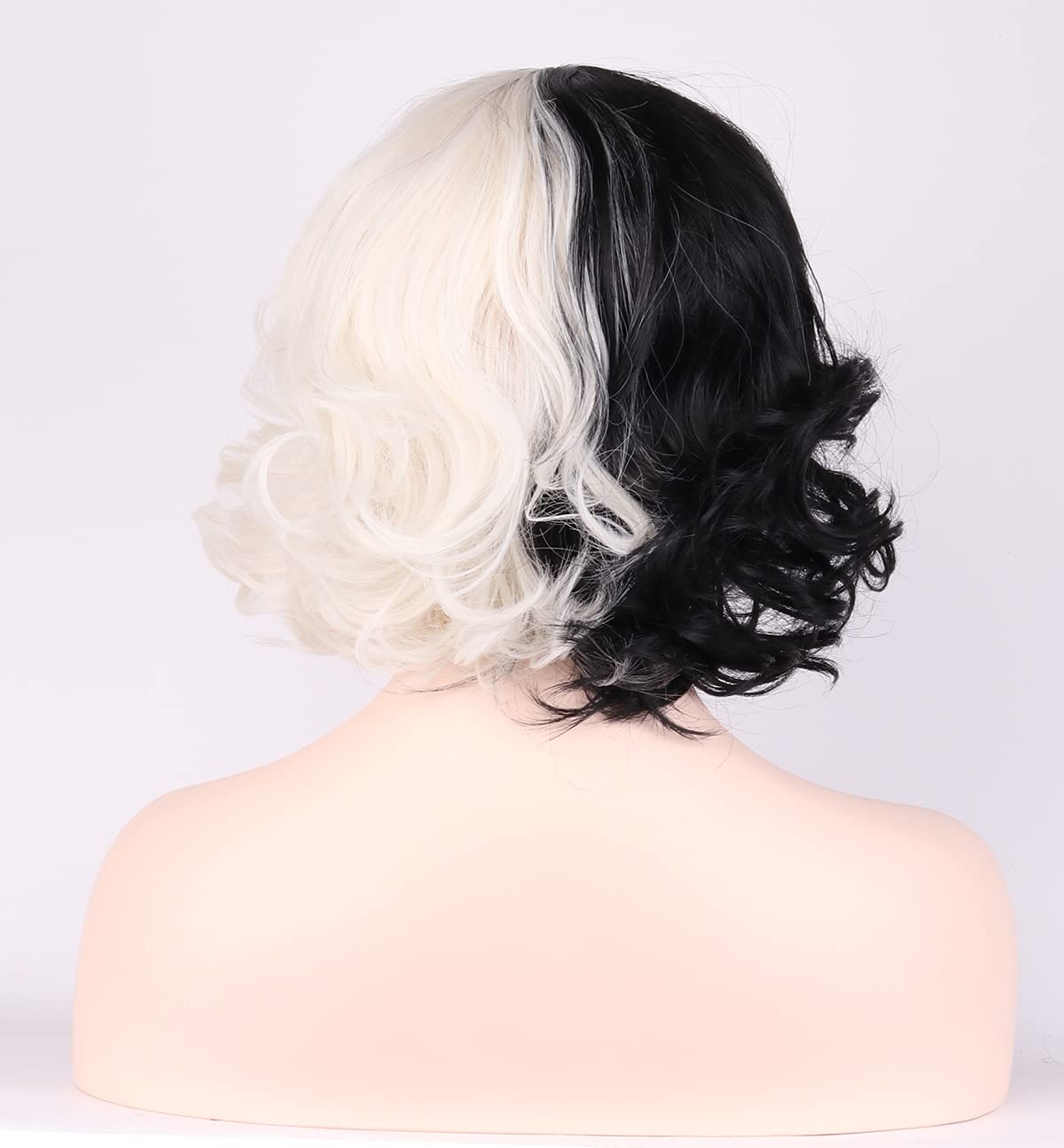 Buy Pattnium Black And White Wig Short Curly Wig Black White Wig With Bangs For Women Girls Split Wig Heat Resistant Synthetic Hair Cosplay Costume Wig Half Black Half White Online In