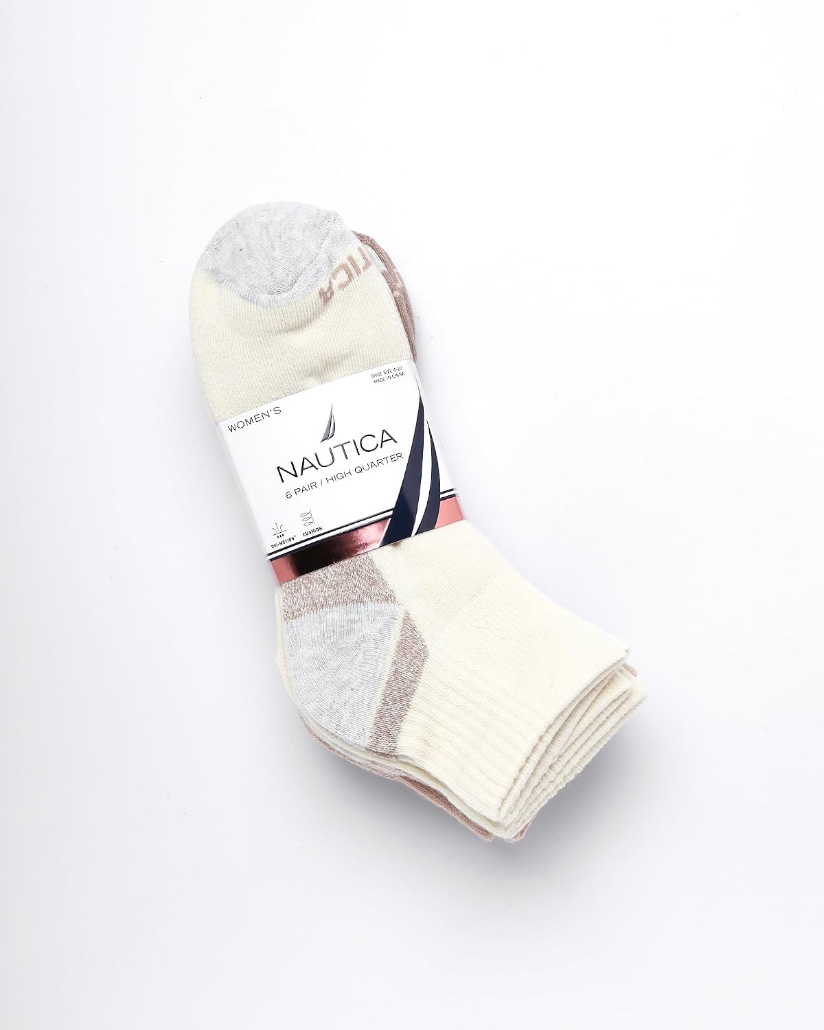 Nautica Womens High Quarter Socks Moisture Wicking Cushioned Socks, 6 Pack image 3