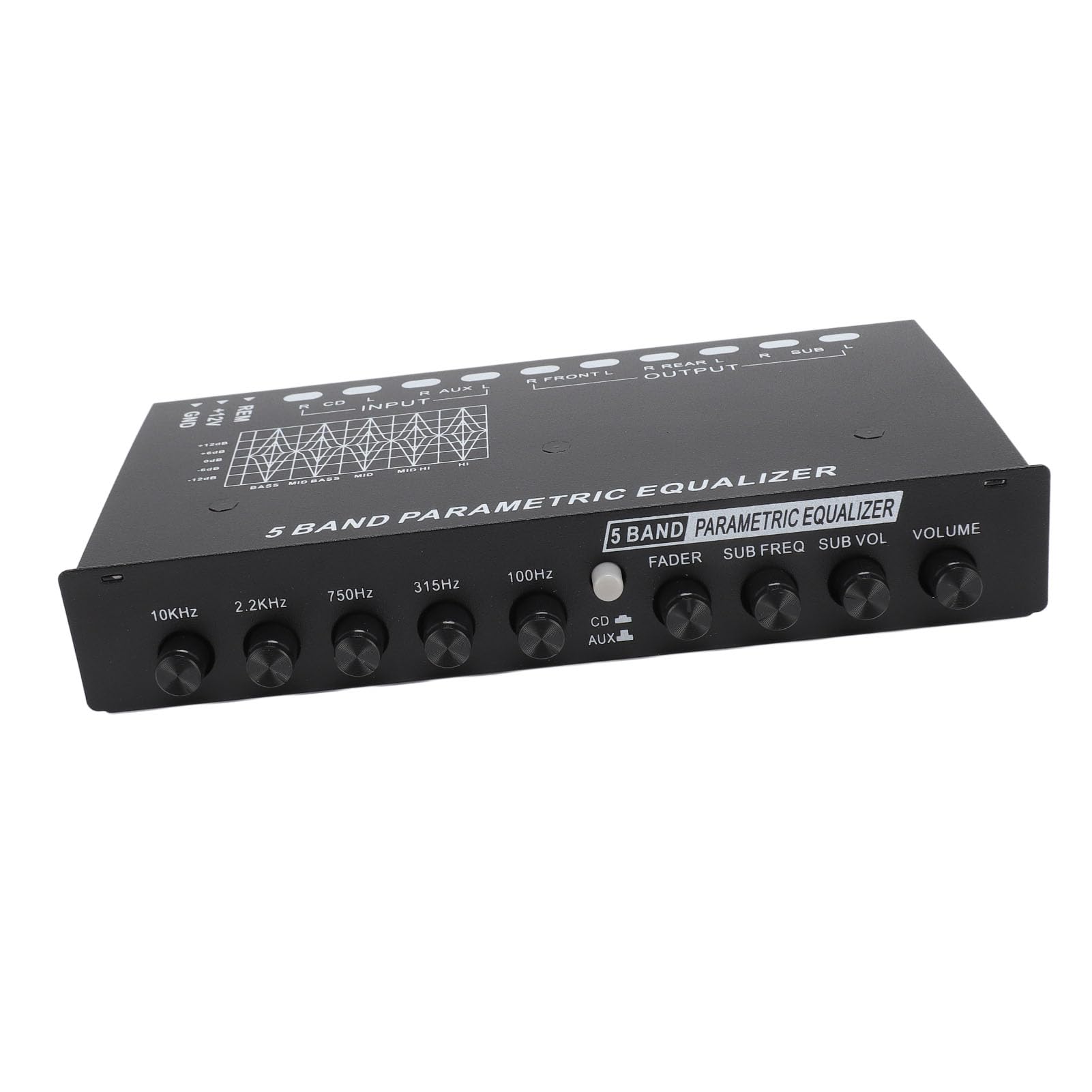 Ausla 5 Band Car Sound Equalizer, 50-130Hz Subwoofer