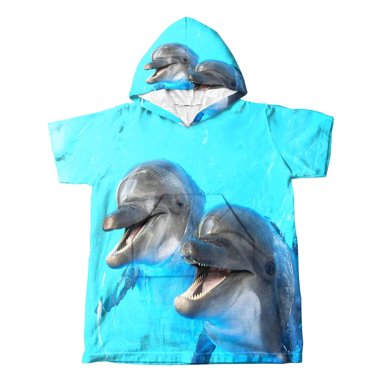 Poncho De Surf Enfant Microfibre – Capuche, Manches Courtes, Serviette Bain Plage Piscine – Garçon Fille 4-15 Ans (S 49x61 Cm, Clair De Lune 3)