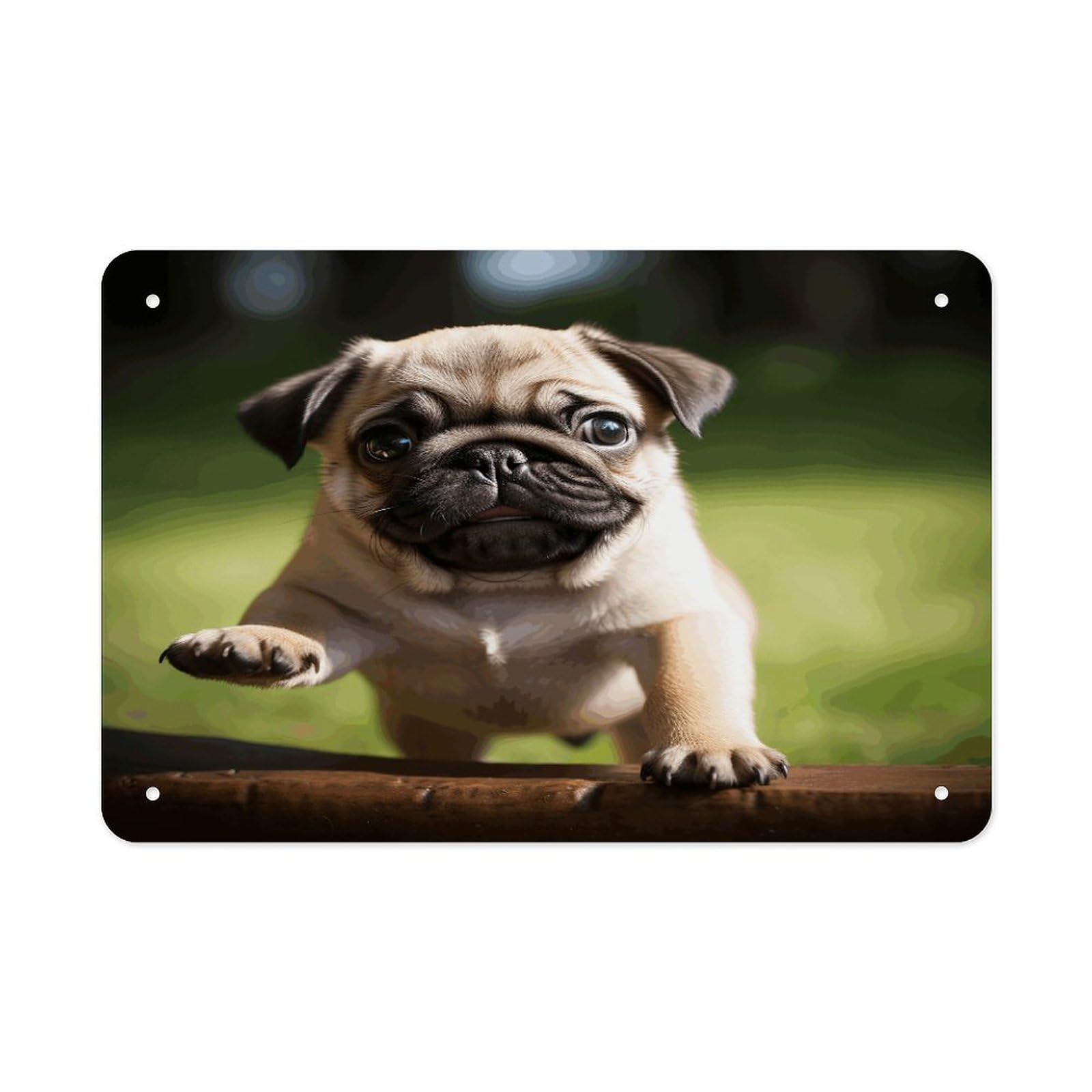 Fekiloot Style Pug Puppies Metal Signs Wall Art Tin Sign