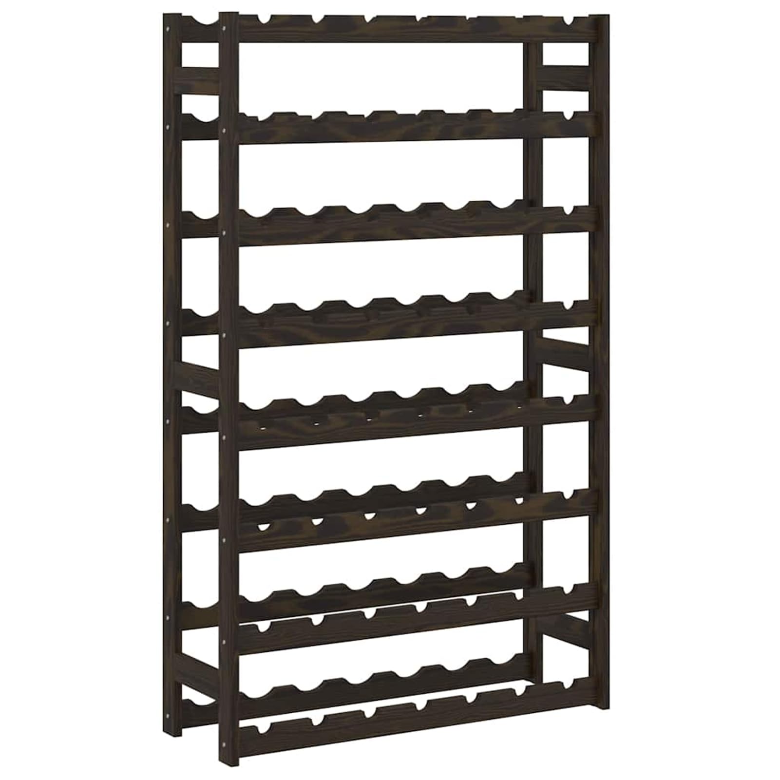 Tidyard Portabottiglie in Legno Massello di Pino Nero per 56 Bottiglie, 8 Livelli con Design Ondulato, 72x25x118 cm, per Cucina e Cantina 373404