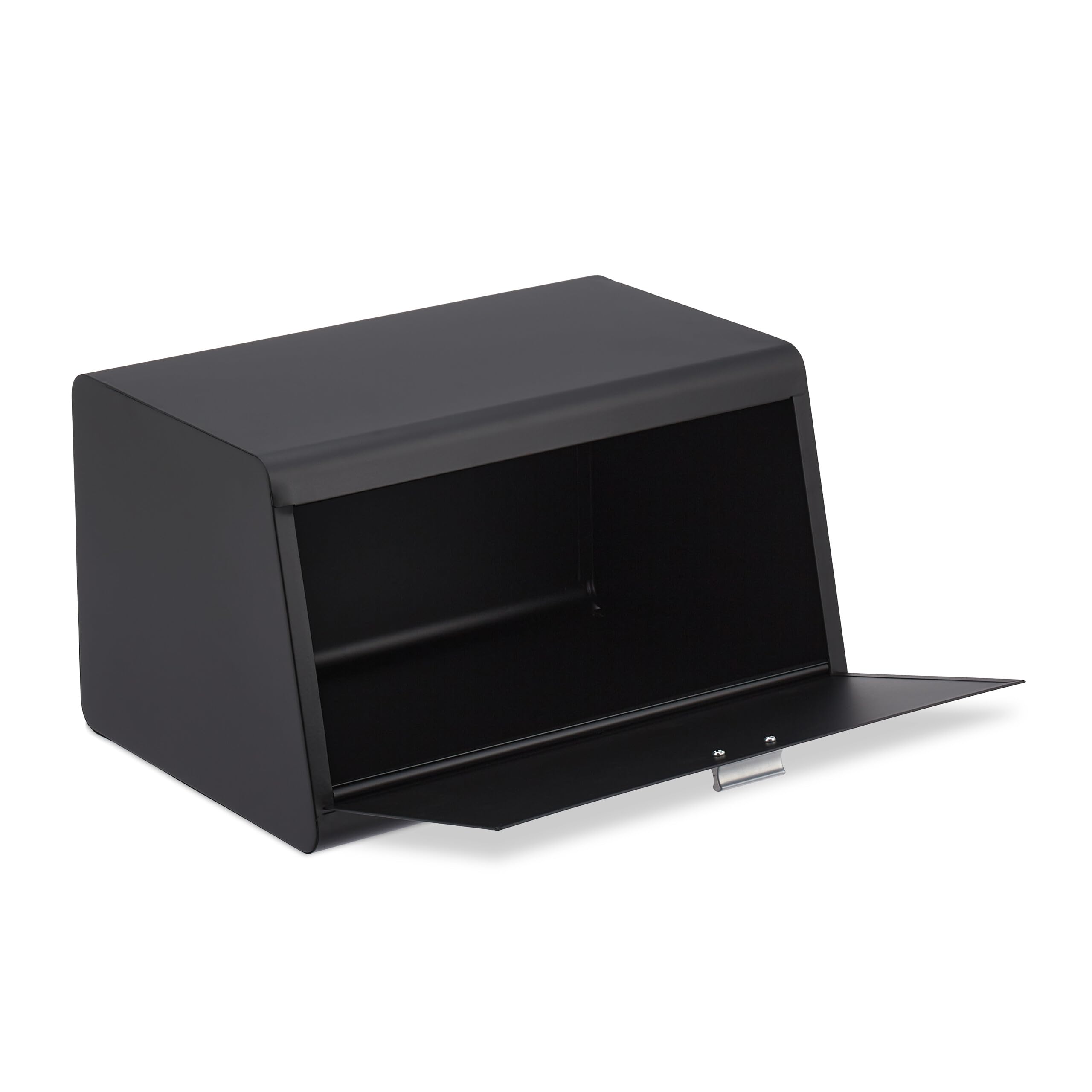 Relaxdays Panera de Acero Inoxidable, Caja de Almacenamiento de Pan, 20,5x34,5x23,5 cm, Guardar Bollería, Metal, Negro