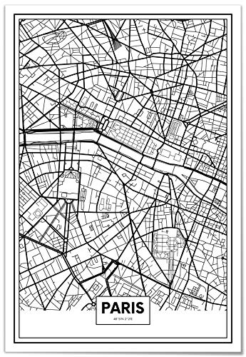 Panorama Póster Mapa de París 50x70cm - Impreso en Papel 250gr - Póster Pared - Cuadros Decoración Salón - Cuadros para Dormitorio - Póster Decorativos - Cuadros Modernos