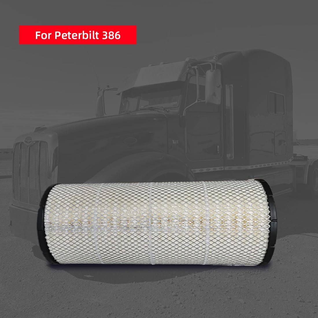 FV LAF2536 Air Filter Replacement Top closed 23.3 * 9.2 * 5.85 Inch for Selected Peterbilt 379 386 389, Freightliner Argosy, Replaces AF25219, P531026, P535788 - Heavy Duty Engine Protection