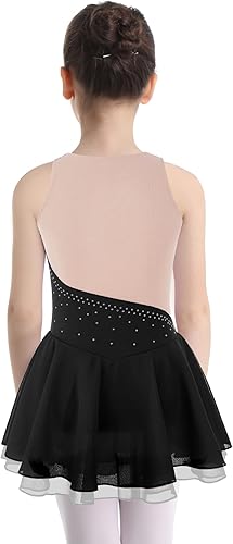 Miniatura 2 de JEATHA Vestido de patinaje artístico con diamantes de imitación brillantes para niños y niñas, disfraz de baile