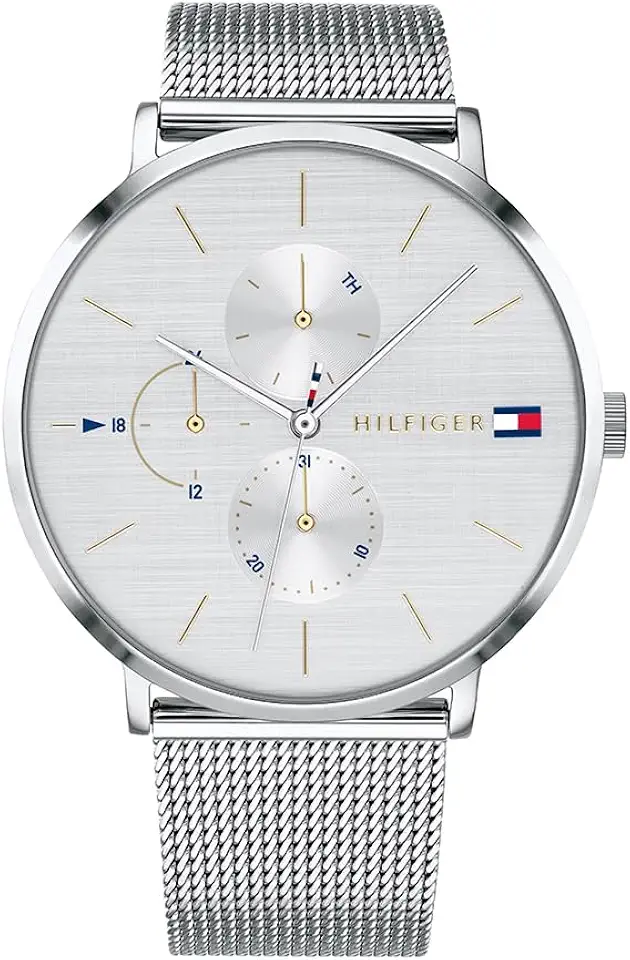 Tommy Hilfiger Damen Multifunktions-Quarz-Uhr - 3 Hilfszifferblätter, Wasserdicht bis 3ATM mit Leder- oder Edelstahlarmband in Glieder- oder Mesh-Design
