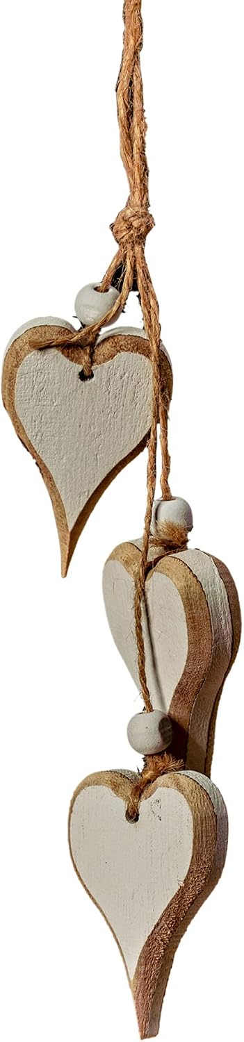 Sun&Beam Heart-shaped Wooden Decorative Hanging Handmade Hearts Ornaments for Wedding Party Valentine Christmas Home Decoration Car Décor (Y-#2, 1Pcs)