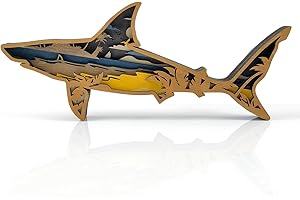 Wooden Ocean Shark Silhouette Decor for Table and Wall