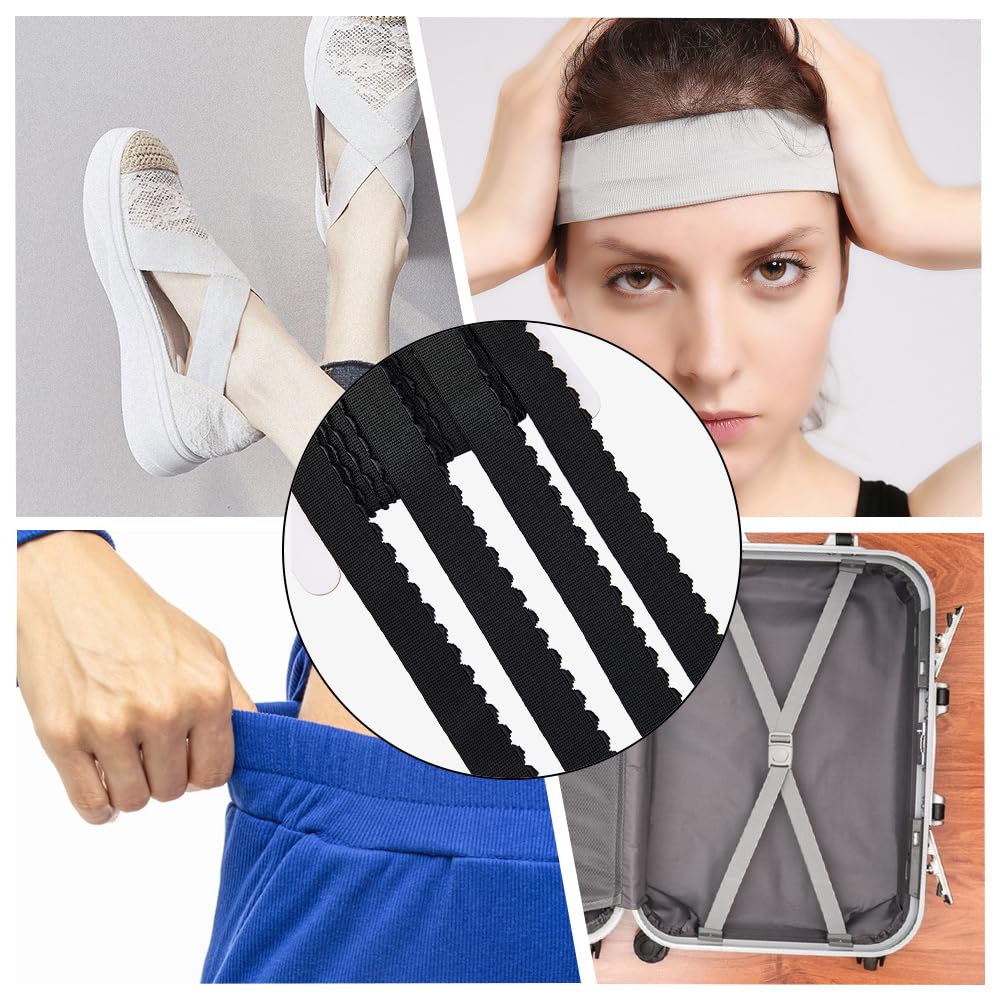 GORGECRAFT 10 m Bobina Elastica Nera Alta Elasticità Bordo Smerlato Fascia Elastica per Cucire Nastro Elastico per Cinture Pantaloni Artigianato Fai da Te Cravatta per Capelli Fascia per Capelli