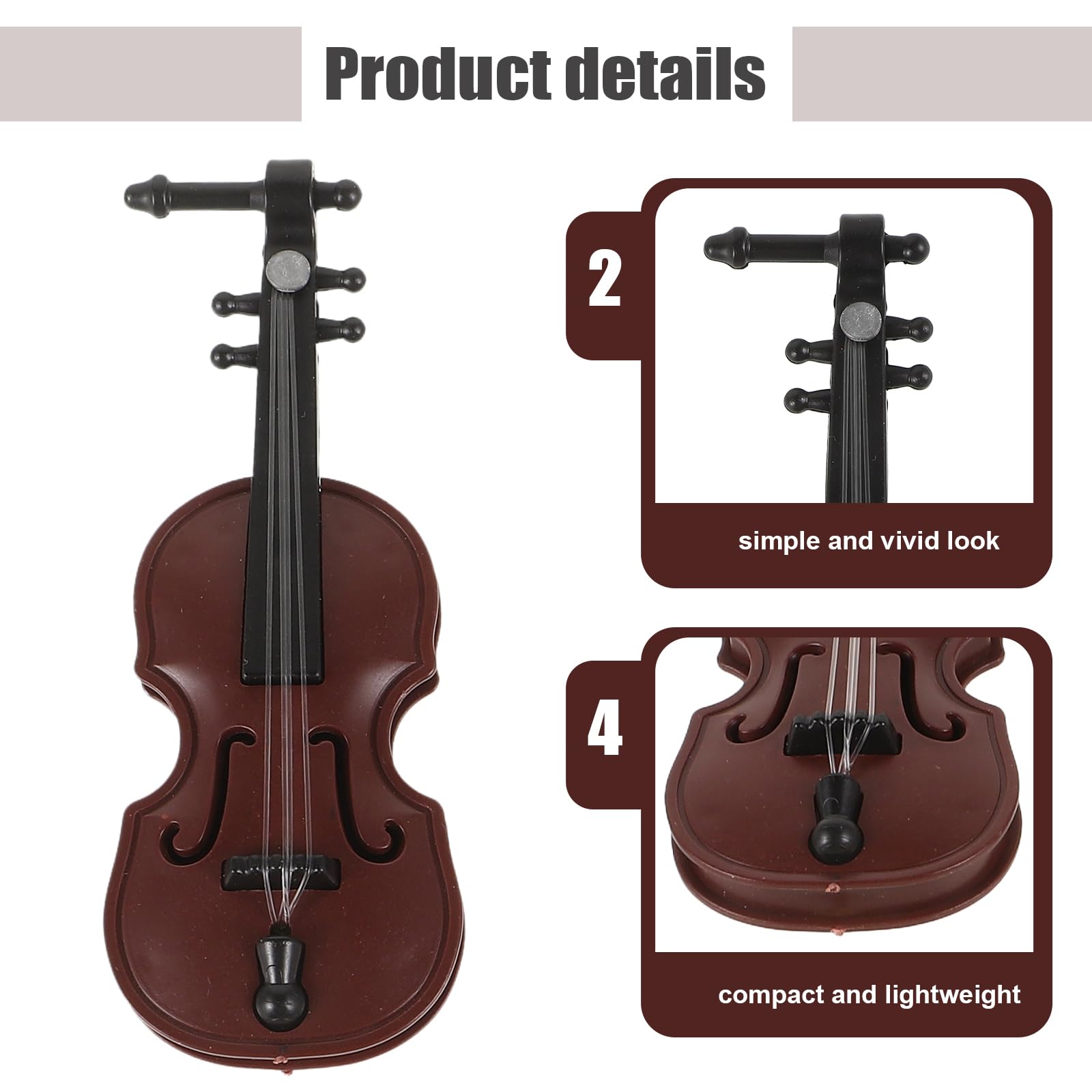 Toyvian Miniature Musical Instruments Set Mini House Accessory Dollhouse Decor Piano Violin Props Lightweight Durable for Diy Scenes Photography Display - Image 3