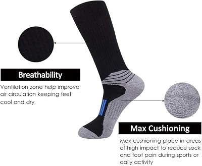 JOYNEE Mens Athletic Performance Crew Socks for Running and Training 6 Pack