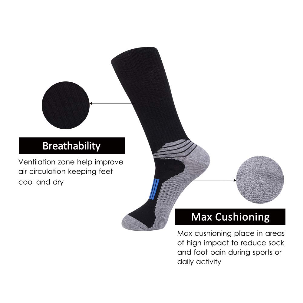 JOYNÉE Calcetines deportivos para hombre para correr y entrenar, paquete de 6 - Negro -