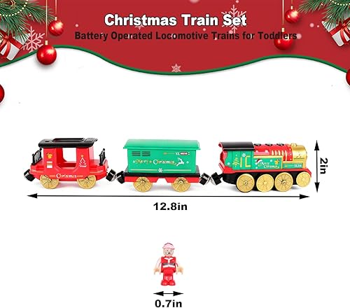 Miniatura 5 de Tren a pilas para pista de madera, juego de locomotora de tren motorizado de Navidad con conexión magnética, luces y sonidos, accesorios de tren de