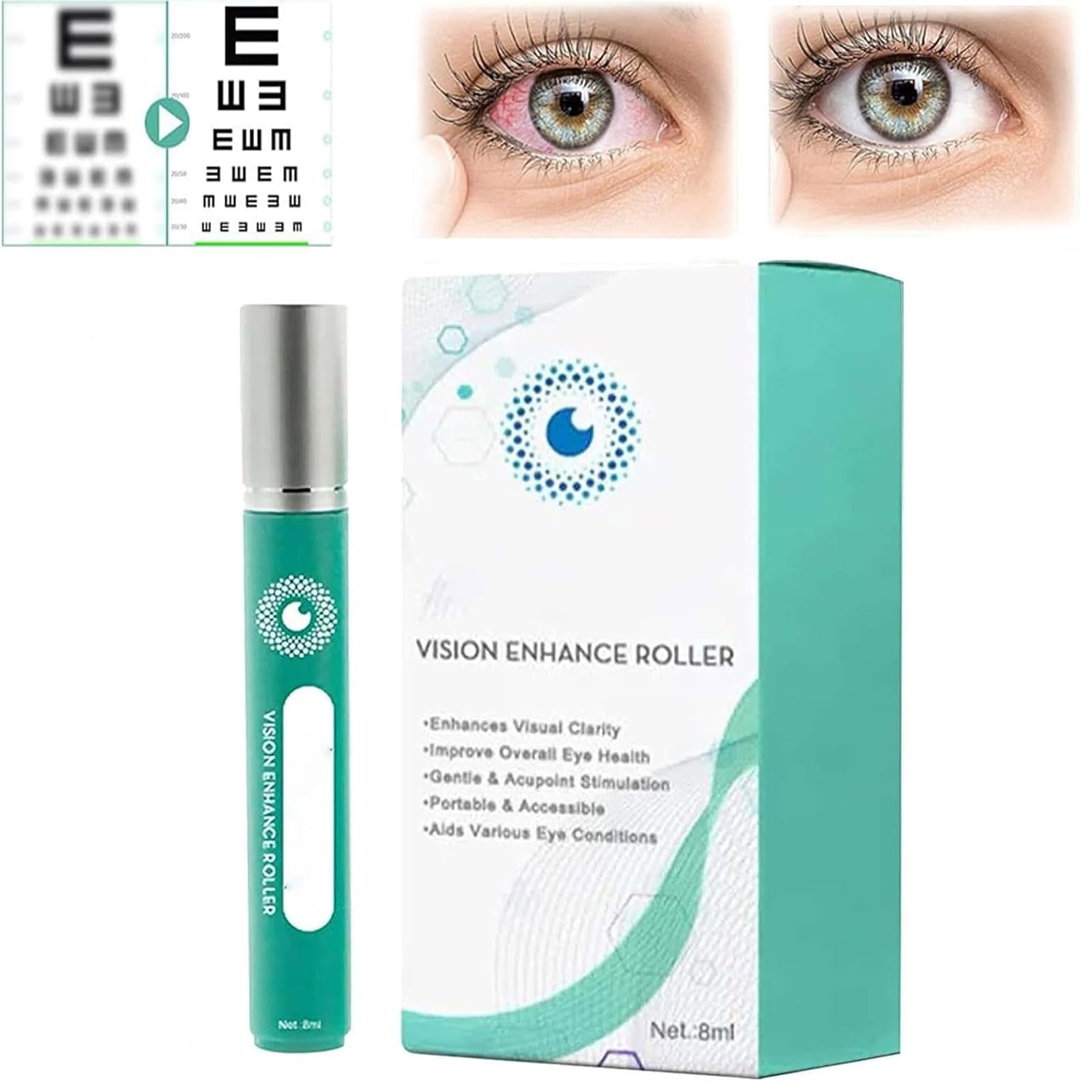 2024 New Mesdilisk Vision Enhance Roller, Ophthalmic Vision Enhance Roller, Eye Massage Roller, Enhances Visual Clarity, Relieve Eye Strain, Relief Dry Dryness, 8ml (1pcs)