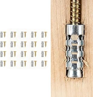 Short Expansion Screw Set 6x14mm for Cabinet Hinge Repair，20 Set | Door Hinge Thread Repair Anchors for Wood, Tile, Stone & Drywall Stripped Thread Restoration