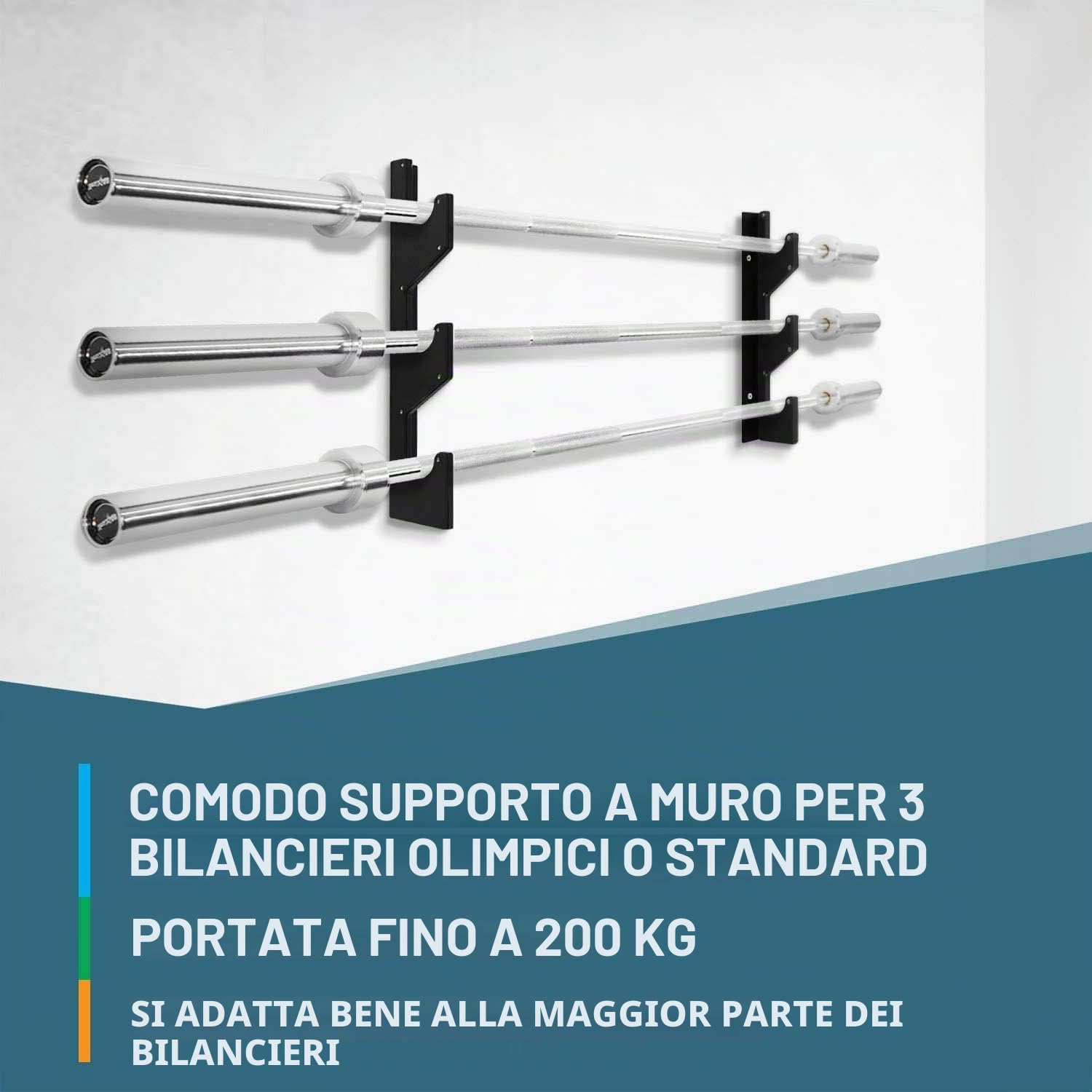 Yes4All Supporto orizzontale a parete per bilancieri con strato protettivo in plastica UHMW - Rastrelliera da appendere per bilancieri, barra pesata, lat pull down attachment