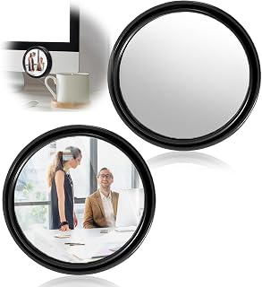 2PCS Cubicle Mirror, Adjustable Desk Mirror Office Cubicle to See Behind You, 2.3 Inch (Black, 2.36 inch)
