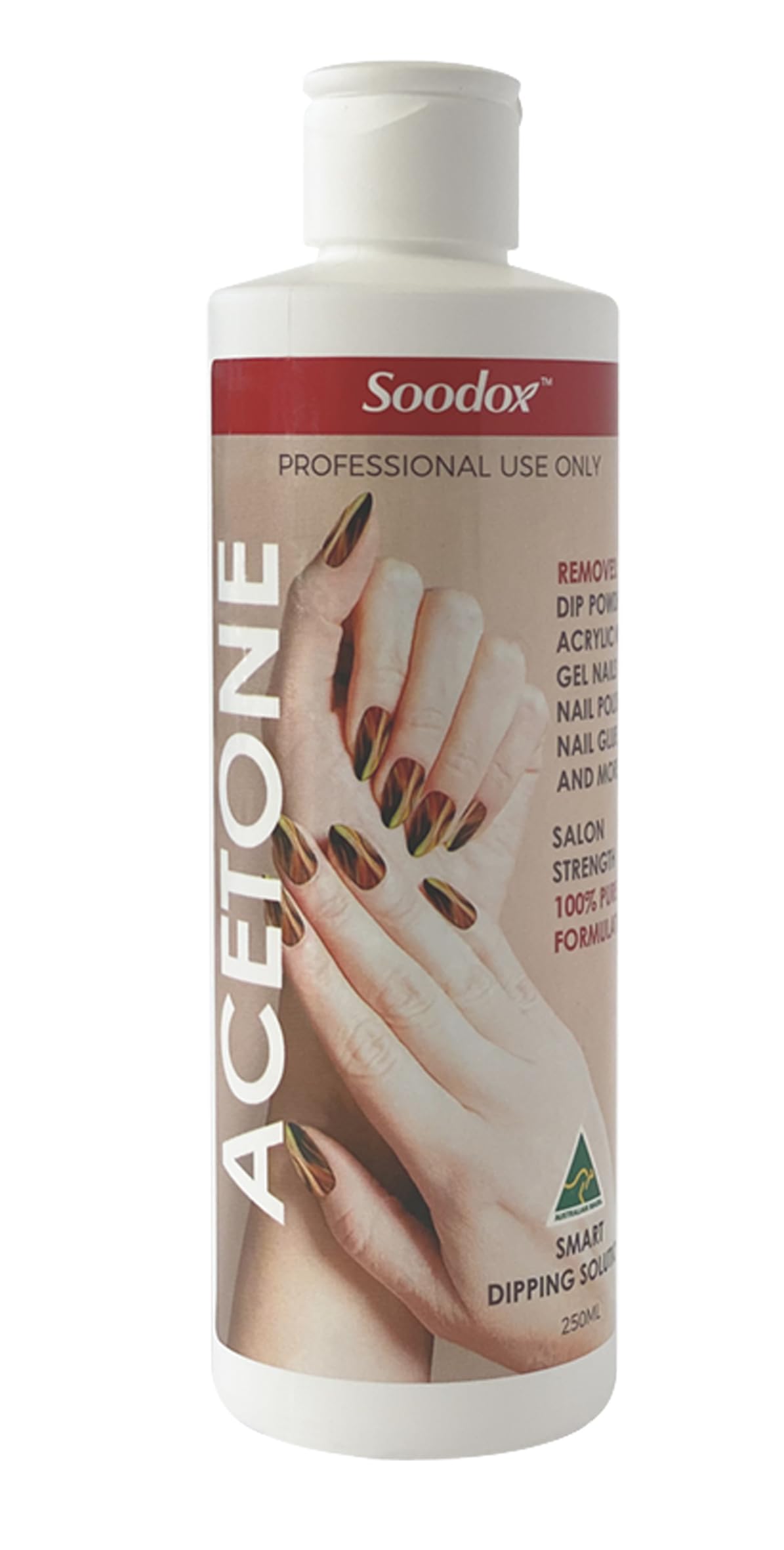 Soodox 100% Pure Acetone Gel Acrylic Nail Polish Soak Off Remover 250mL | One Bottle So Many Uses!