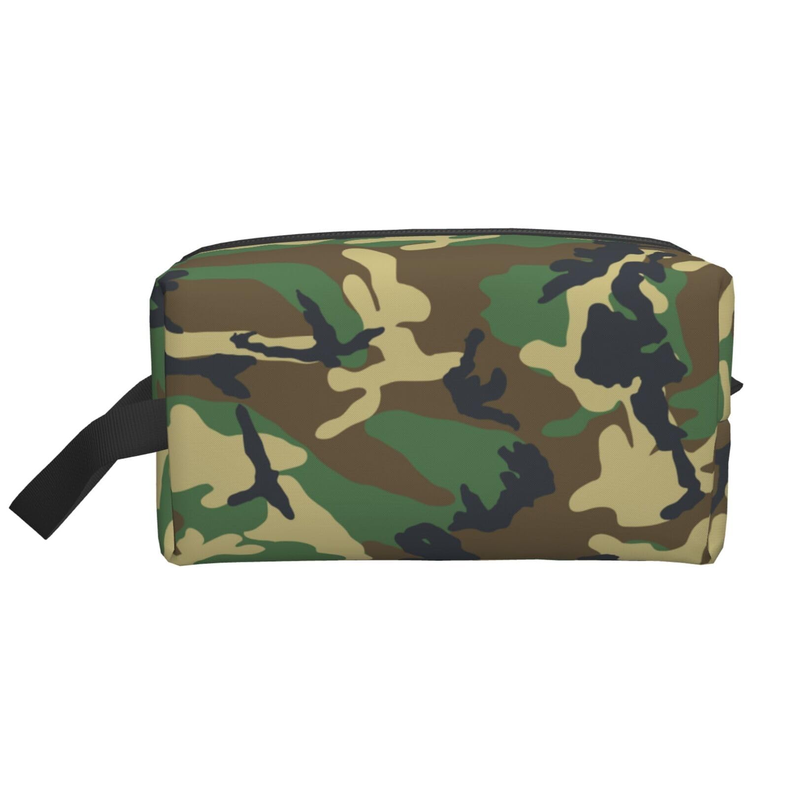 Ercgad Unisex White Green Military Camo Print Large Capacity Travel Toiletry Bag Cosmetic Pouch Daily Storage Makeup Case