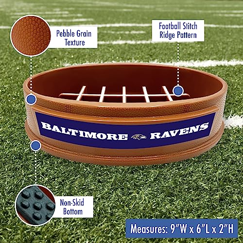 Image of NFL Super-Bowl Baltimore Ravens Slow Feeder Dog & Cat Bowl. Football Design for Healthy Digestion. Non-Slip for Large & Small Pets