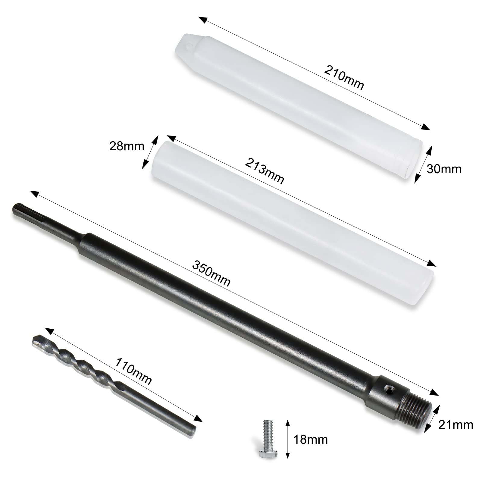 CCLIFE 350 mm Adaptador SDS PLUS para Sierra Corona Perforadora Hormigón + Broca 7 x 110 mm