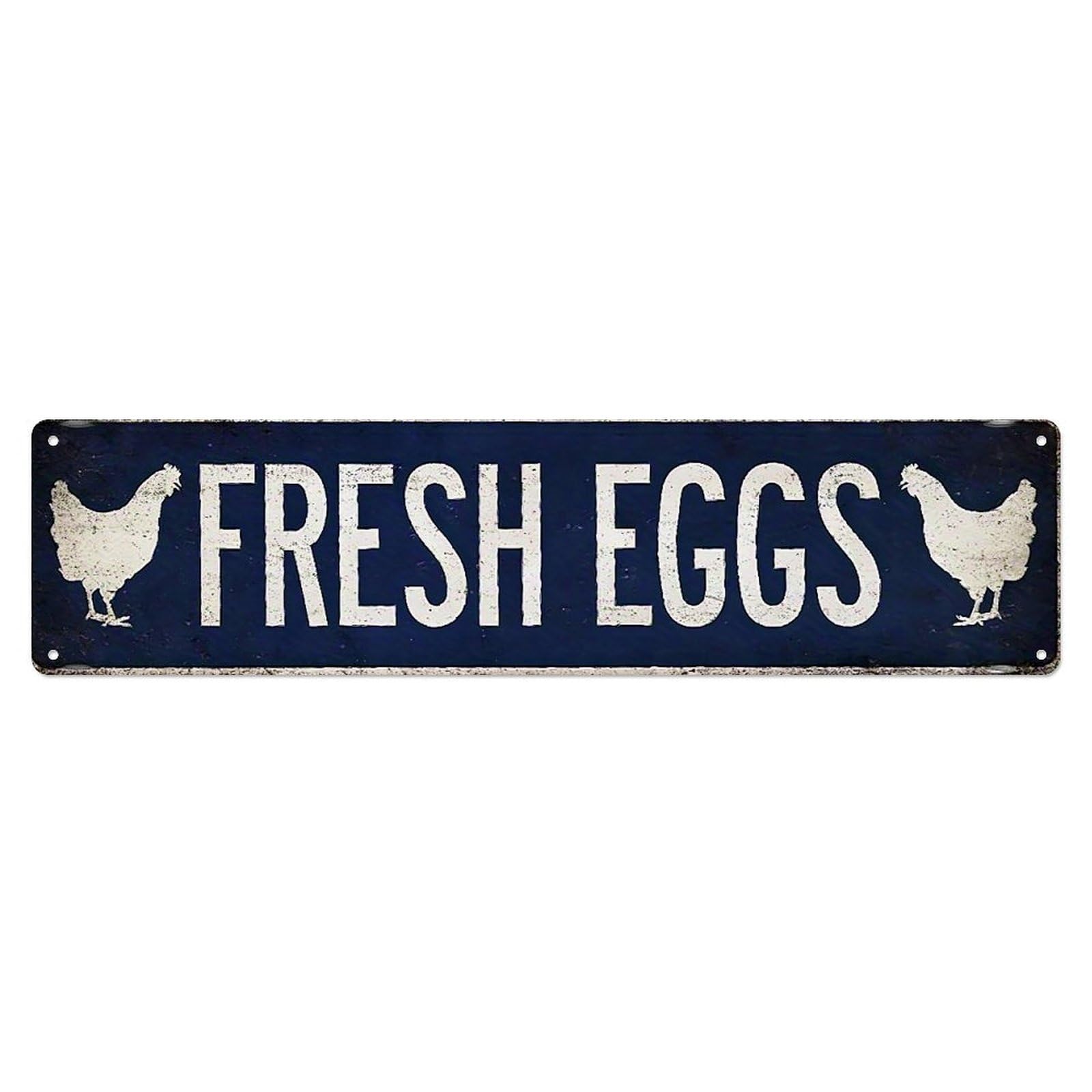 Fresh Eggs Chicken Sign Pattern Metal Tin Sign Plaque