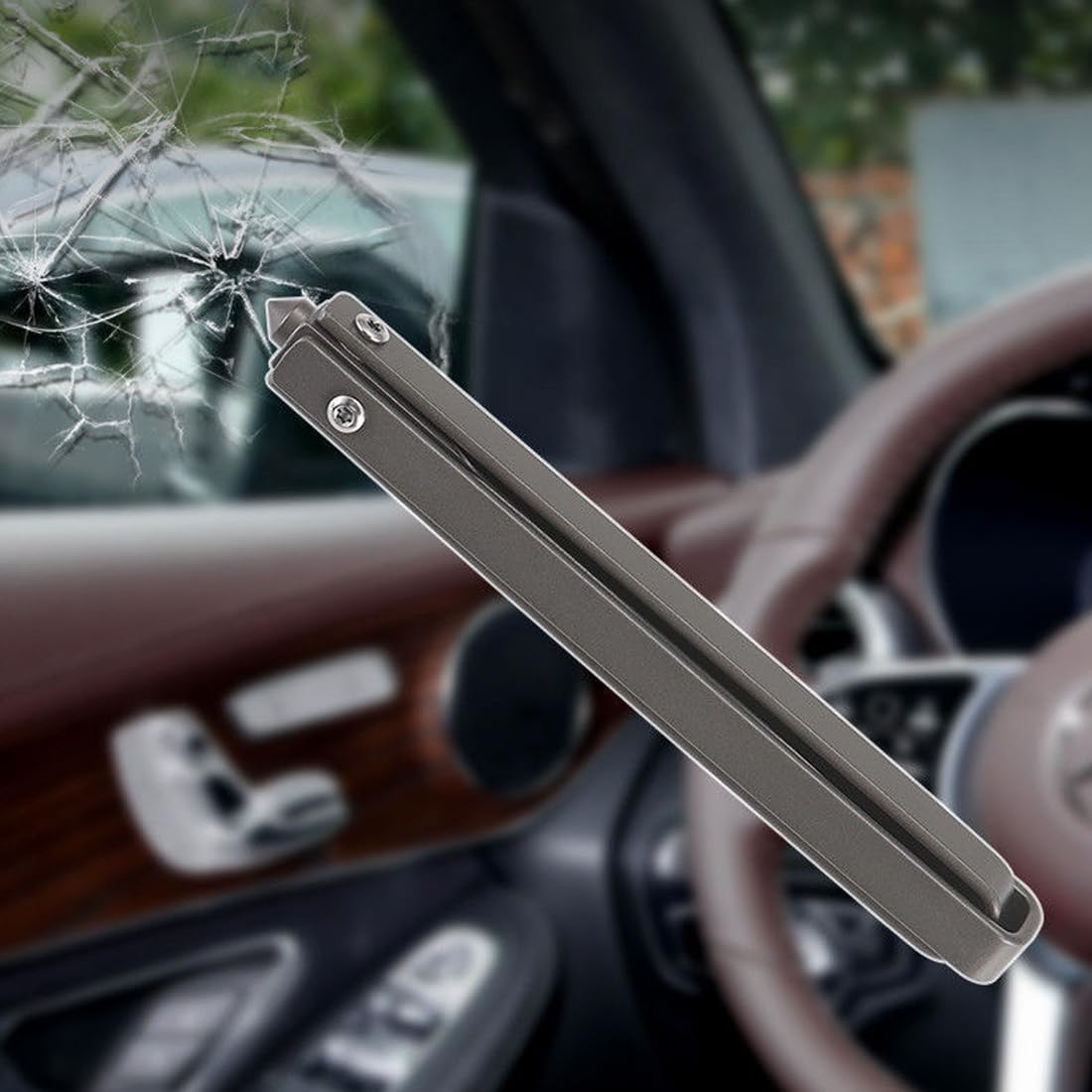 XPEX 2 in 1 Coltello Pieghevole Multiuso per Funghi in Acciaio Inox, Micologico con Rompivetro e Serramanico da Campeggio (Nero)