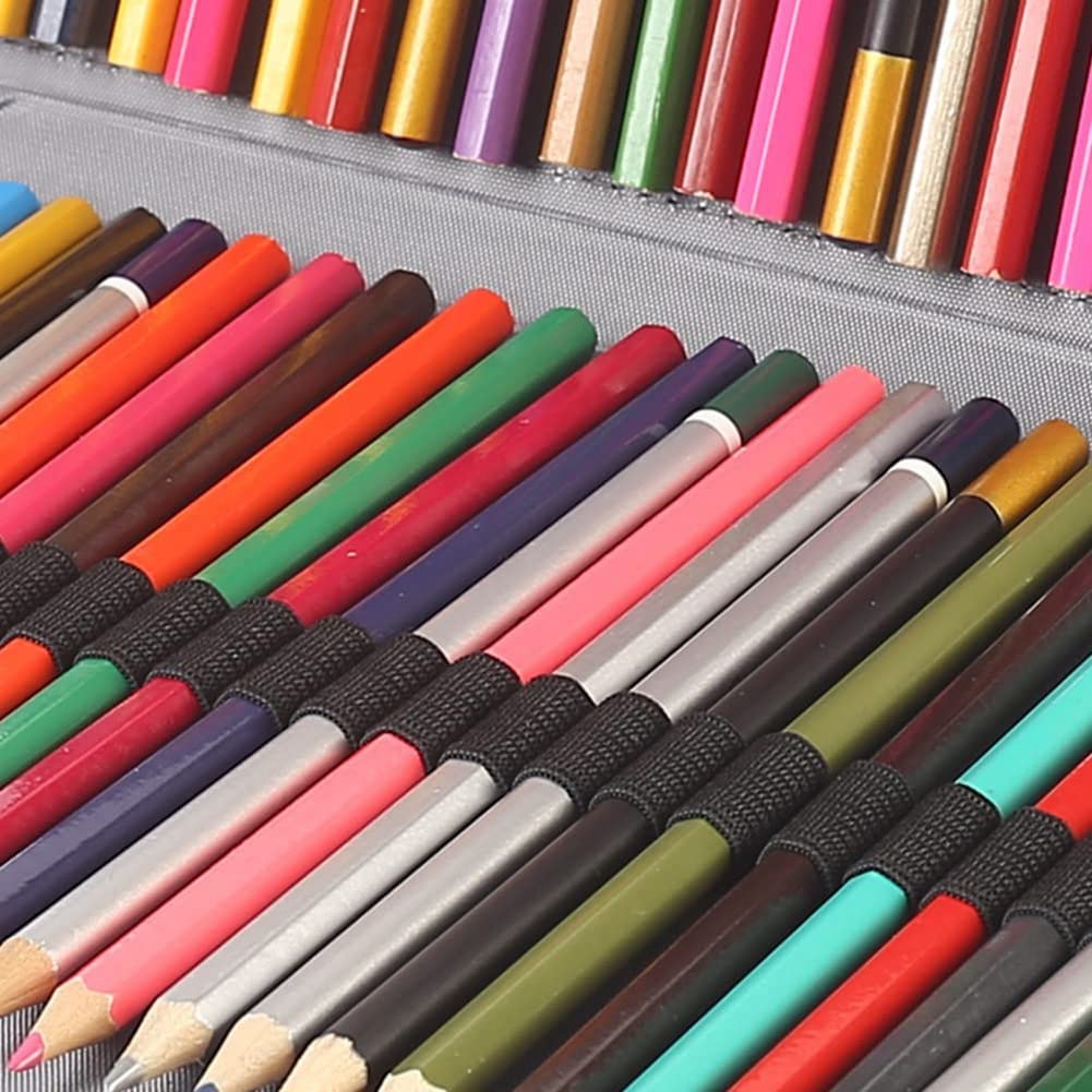 Trousse à crayons de couleur à 250 emplacements avec fermeture éclair pour étudiant ou artiste D, Couleur des fleurs.