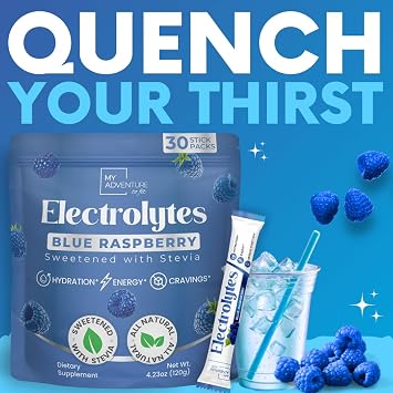 My Adventure to Fit Electrolytes - Blue Raspberry + Watermelon Candy Stick Packs