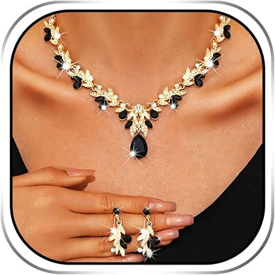 Sixexey Bridal Wedding Jewelry Set Crystal Rhinestone Neck Jewelry Prom Costume Jewelry Necklace for Women