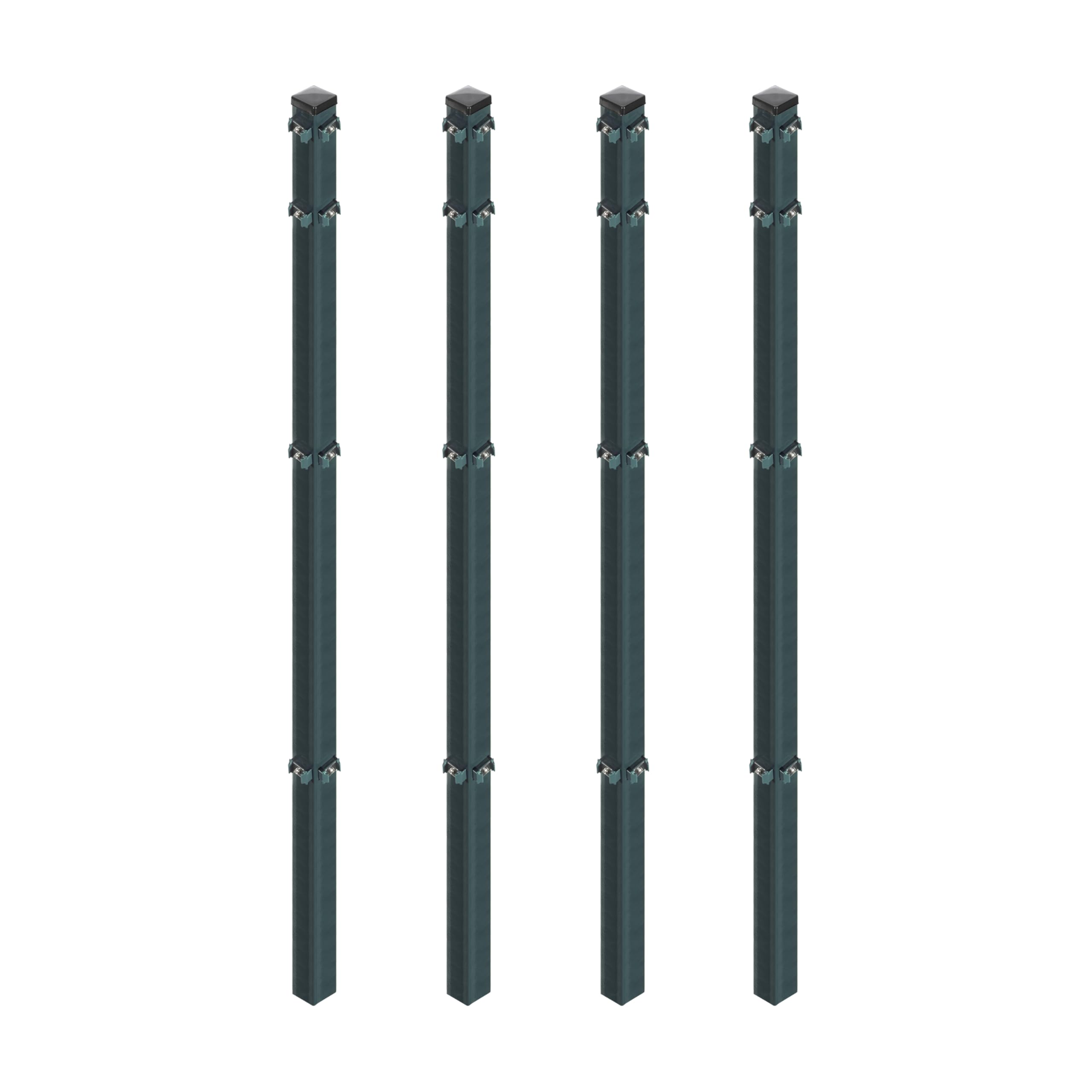 4x Eckfosten zum Einbetonieren für Mattenhöhe 160/163 cm | 6x6x220 cm | Anthrazit | Verzinkter und pulverbeschichteter Stahl | Zaunpfosten für Doppelstabmatten