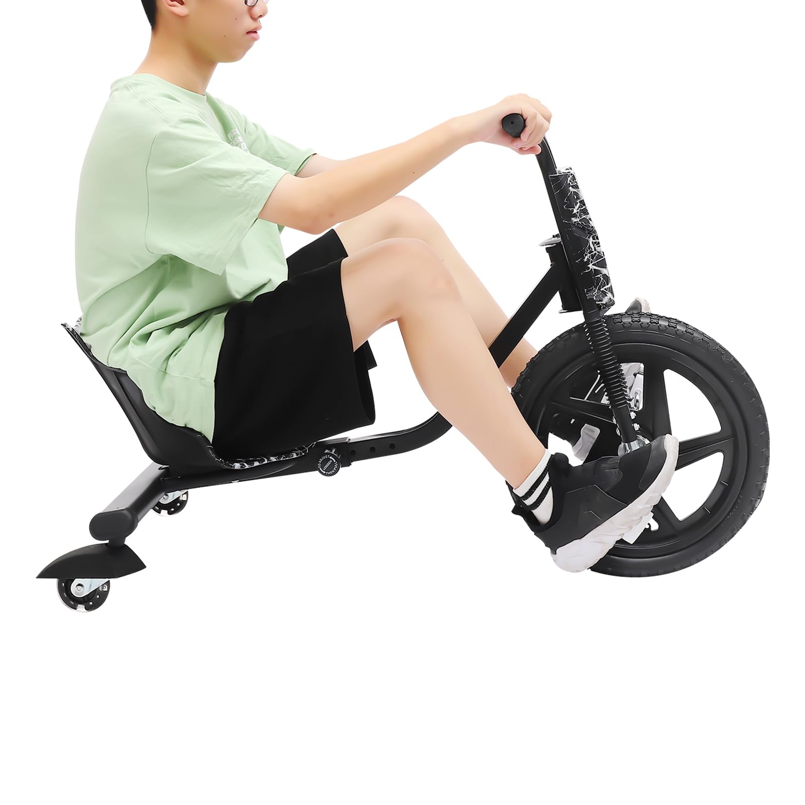 Drift Scooter Drift Trottinette pour Enfant à 360 ° 4 Longueurs réglables Drift Trike 80 kg Charge maximale Roue arrière Crazy Cart avec lumières pour Enfants 6 Ans et Plus