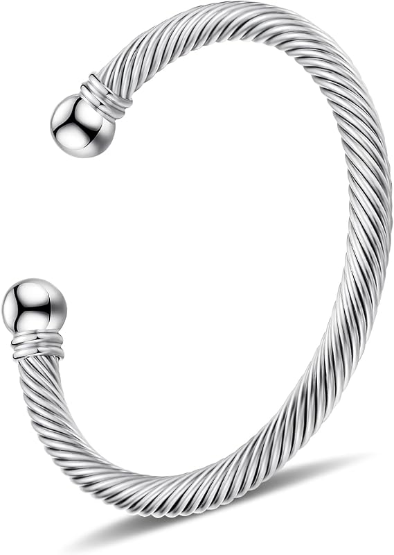 Stainless Steel Twisted Cable Wire Bracelets for Women Men | 14K Gold Plated, Adjustable Open Cuff Bangle Bracelet, Classic Vintage Jewelry Gift