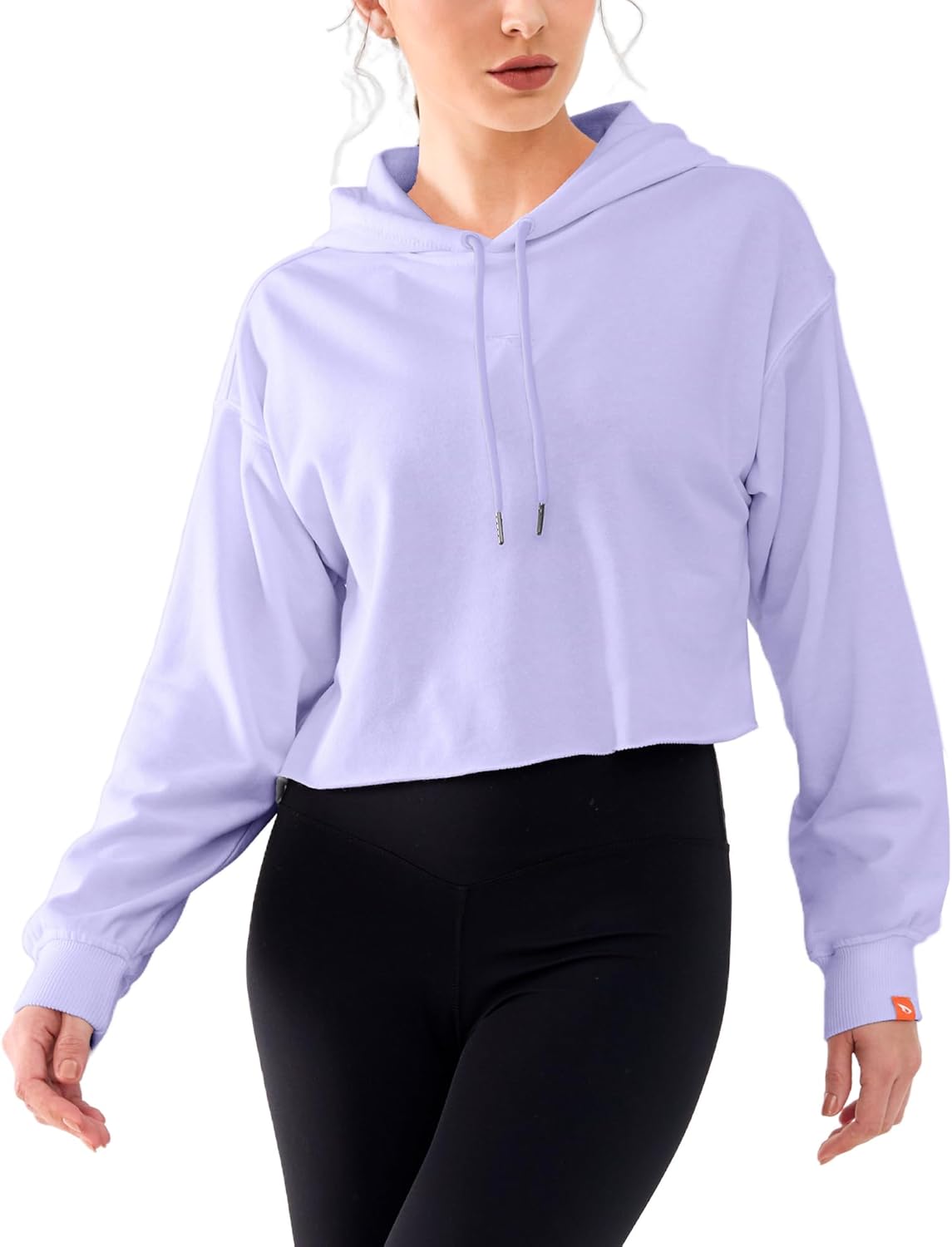 DITOK Womens Cropped Hoodie Sweatshirt Oversize Long Sleeve Loose Hoodies Ladies Drop Shoulder Pullover Casual Athletic