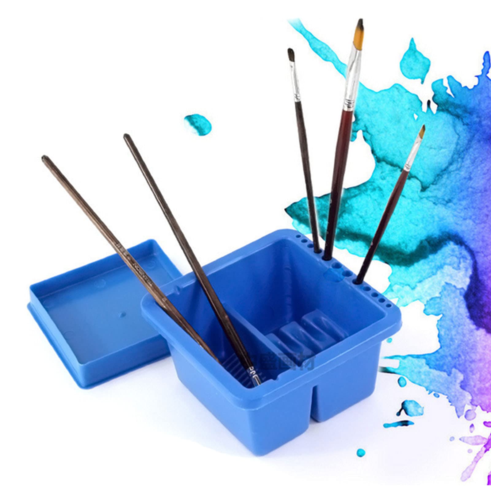 Multi use Paint Brush Basin, Plastic Brush Washer Square Paint Brush Cleaner for Acrylic, Watercolor, and Water Based Paints