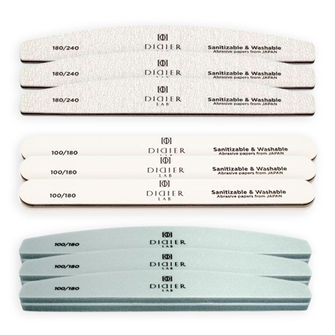 DIDIER LABNail File and Buffer Set - 9pcs - Nail Files 100/180 Grit -180/240 Grit- Nail Buffer - Nail Files for Acrylic and Gel Nails - Extra Durable Nail Prep Tools for Gel Manicure & Pedicure